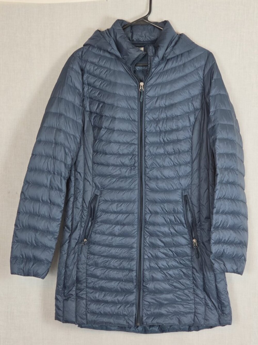 32 Degrees Heat Coat Quilted Puffer Blue Women's M Winter Fall Warm Snow Hood